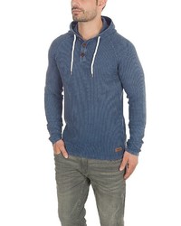 dunkelblauer Strick Pullover mit einem Kapuze von Solid