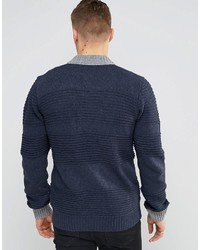 dunkelblauer Strick Pullover mit einem Reißverschluß von Bellfield