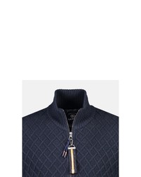dunkelblauer Strick Pullover mit einem Reißverschluß von LERROS