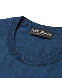 dunkelblauer Strick Pullover mit einem Rundhalsausschnitt von Dolce & Gabbana