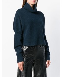 dunkelblauer Strick Rollkragenpullover von T by Alexander Wang