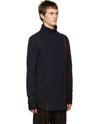 dunkelblauer Strick Rollkragenpullover von Yang Li