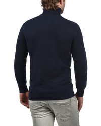 dunkelblauer Strick Rollkragenpullover von Solid