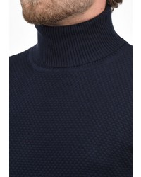 dunkelblauer Strick Rollkragenpullover von Solid