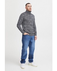 dunkelblauer Strick Rollkragenpullover von Solid