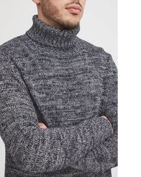 dunkelblauer Strick Rollkragenpullover von Solid