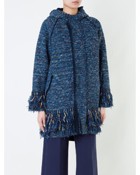 dunkelblauer Tweed Mantel von Coohem