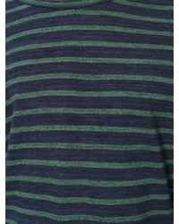 dunkelblauer und grüner horizontal gestreifter Pullover mit einem Rundhalsausschnitt von Faith Connexion