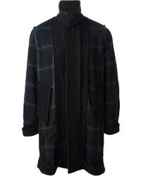 dunkelblauer und grüner Mantel mit Schottenmuster von Sacai