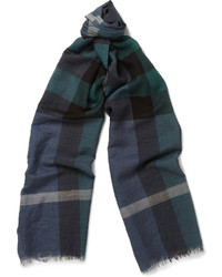 dunkelblauer und grüner Schal mit Schottenmuster von Burberry