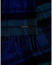 dunkelblauer und grüner Schal mit Schottenmuster von BOSS