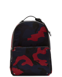 dunkelblauer und roter Segeltuch Rucksack