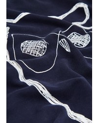 dunkelblauer und weißer bedruckter Pullover mit einem Rundhalsausschnitt von KnowledgeCotton Apparel