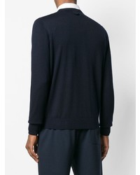 dunkelblauer und weißer bedruckter Pullover mit einem Rundhalsausschnitt von Billionaire