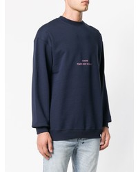 dunkelblauer und weißer bedruckter Pullover mit einem Rundhalsausschnitt von MSGM