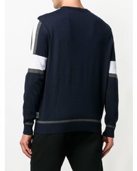 dunkelblauer und weißer bedruckter Pullover mit einem Rundhalsausschnitt von Plein Sport