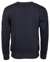 dunkelblauer und weißer bedruckter Pullover mit einem Rundhalsausschnitt von TOP GUN