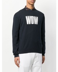 dunkelblauer und weißer bedruckter Pullover mit einem Rundhalsausschnitt von MSGM