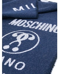dunkelblauer und weißer bedruckter Schal von Moschino