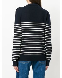 dunkelblauer und weißer horizontal gestreifter Pullover mit einem Rundhalsausschnitt von JW Anderson