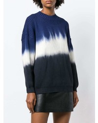 dunkelblauer und weißer horizontal gestreifter Pullover mit einem Rundhalsausschnitt von Sonia Rykiel