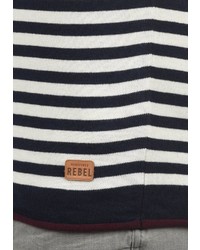 dunkelblauer und weißer horizontal gestreifter Pullover mit einem Rundhalsausschnitt von Redefined Rebel
