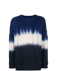 dunkelblauer und weißer horizontal gestreifter Pullover mit einem Rundhalsausschnitt von Sonia Rykiel