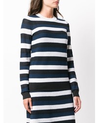 dunkelblauer und weißer horizontal gestreifter Pullover mit einem Rundhalsausschnitt von Sonia Rykiel