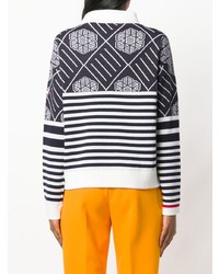 dunkelblauer und weißer horizontal gestreifter Rollkragenpullover von Rossignol