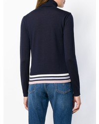 dunkelblauer und weißer horizontal gestreifter Rollkragenpullover von Emporio Armani