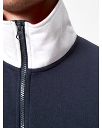 dunkelblauer und weißer Pullover mit einem Reißverschluß von Produkt