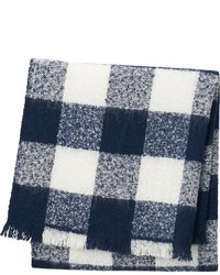 dunkelblauer und weißer Schal mit Vichy-Muster