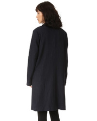 dunkelblauer vertikal gestreifter flauschiger Mantel von Marissa Webb