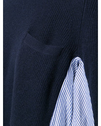 dunkelblauer vertikal gestreifter Pullover mit einem Rundhalsausschnitt von Sacai