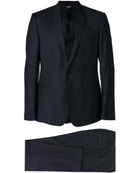 dunkelblauer vertikal gestreifter Wollanzug von Dolce & Gabbana
