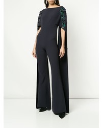 dunkelblauer verzierter Jumpsuit von Safiyaa London