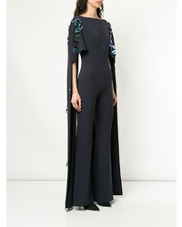 dunkelblauer verzierter Jumpsuit von Safiyaa London