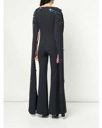 dunkelblauer verzierter Jumpsuit von Safiyaa London