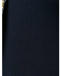 dunkelblauer verzierter Pullover mit einem Rundhalsausschnitt von Tory Burch