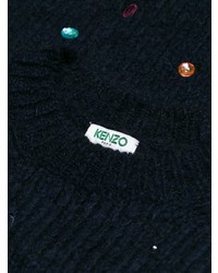 dunkelblauer verzierter Pullover mit einem Rundhalsausschnitt von Kenzo