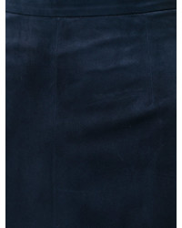 dunkelblauer Wildlederrock von Oscar de la Renta
