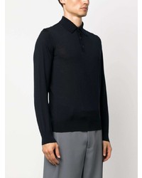 dunkelblauer Wollpolo pullover von Zegna