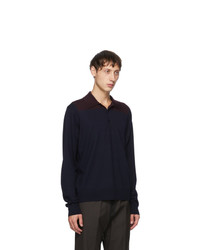 dunkelblauer Wollpolo pullover von Dries Van Noten