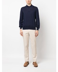 dunkelblauer Wollpolo pullover von Brunello Cucinelli