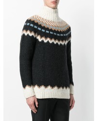 dunkelblauer Wollrollkragenpullover mit Norwegermuster von Valentino