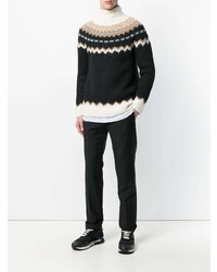 dunkelblauer Wollrollkragenpullover mit Norwegermuster von Valentino