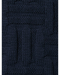 dunkelblauer Wollrollkragenpullover mit Reliefmuster von Eleventy