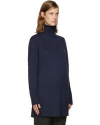 dunkelblauer Wollrollkragenpullover von Jil Sander Navy