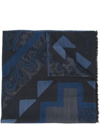 dunkelblauer Wollschal mit Paisley-Muster