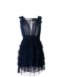 dunkelblaues ausgestelltes Kleid aus Spitze von Christian Pellizzari